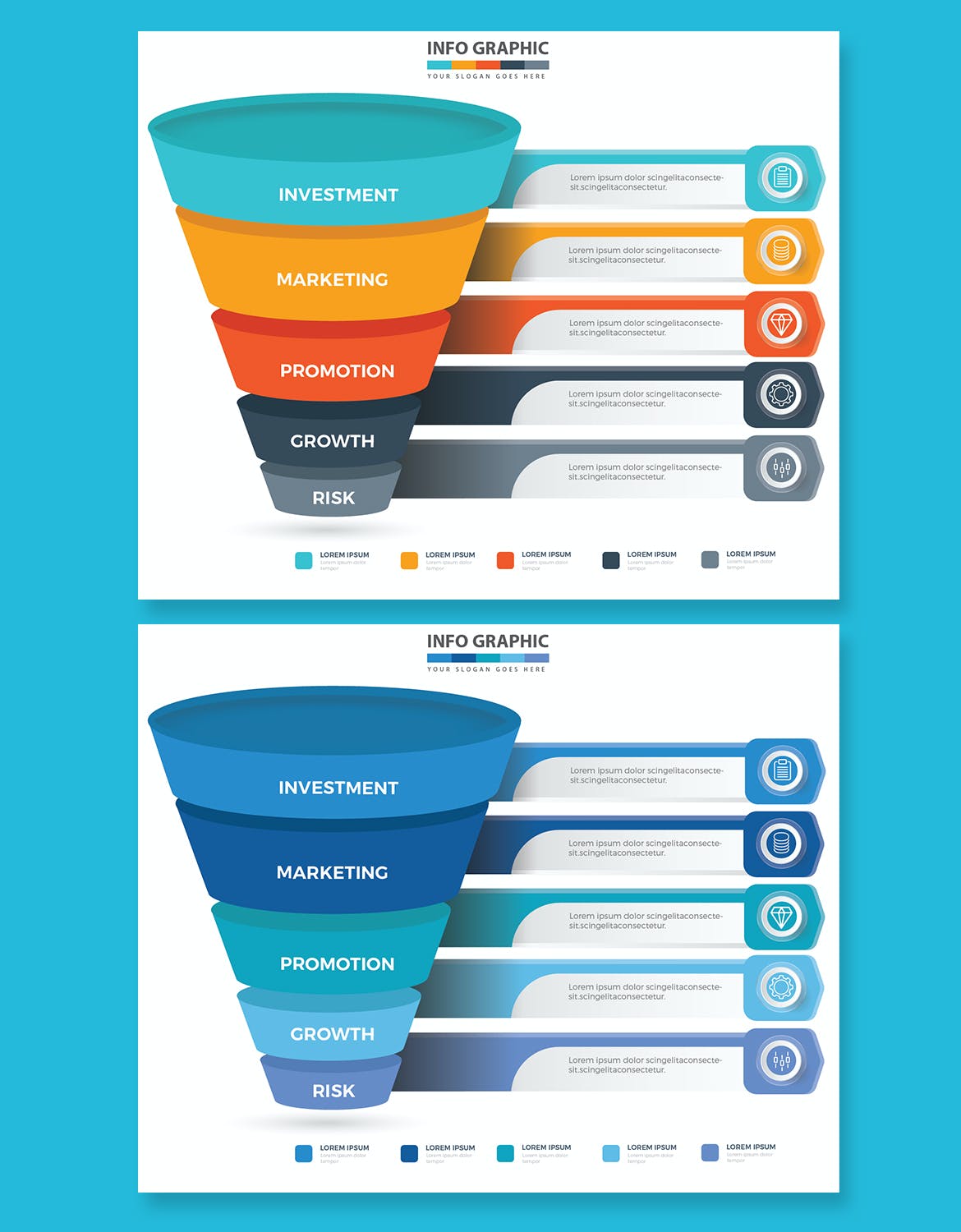 漏斗信息图表模板 Funnel Infographics