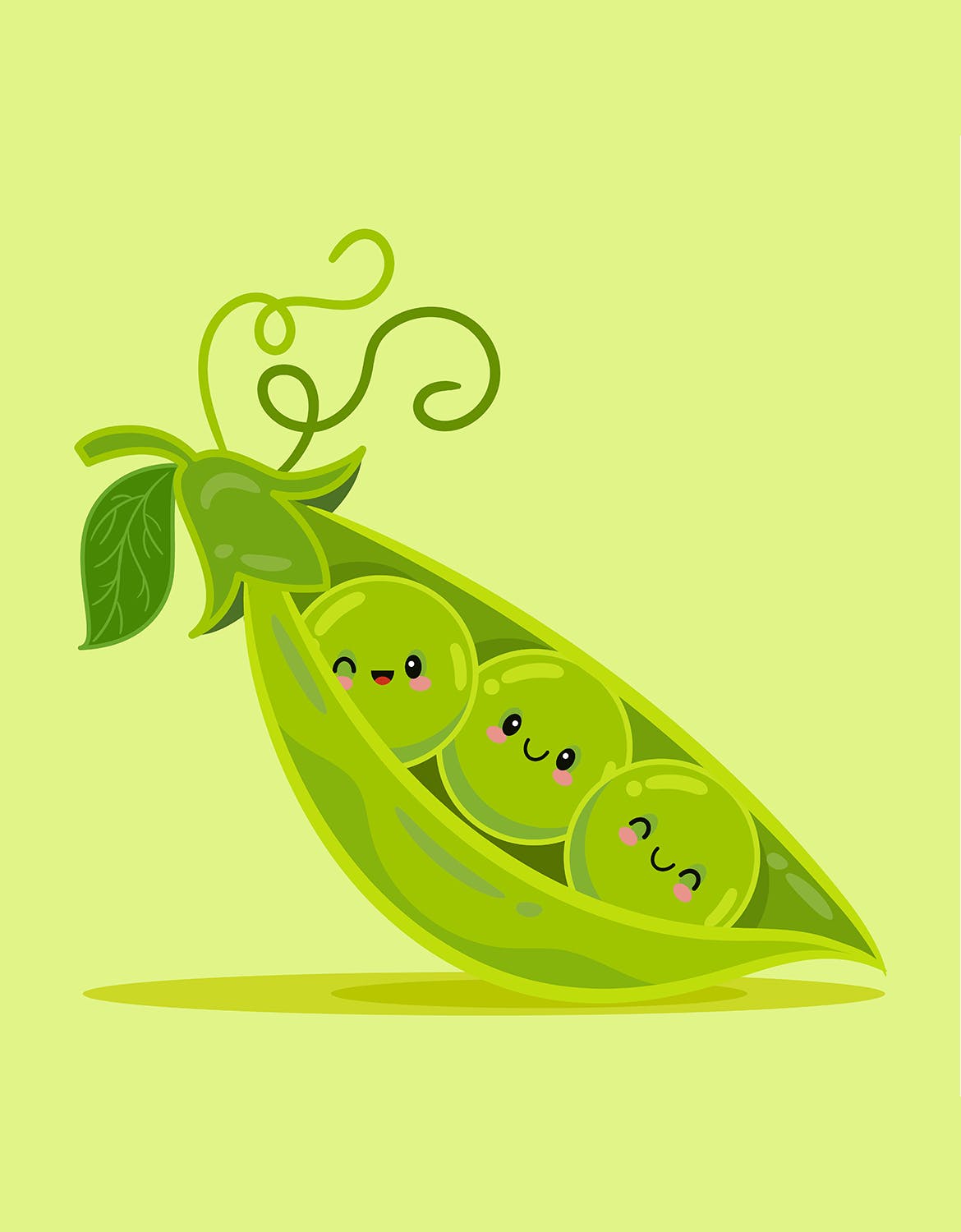 豌豆荚卡通插画 Peas in a Pod Cartoon Illustration