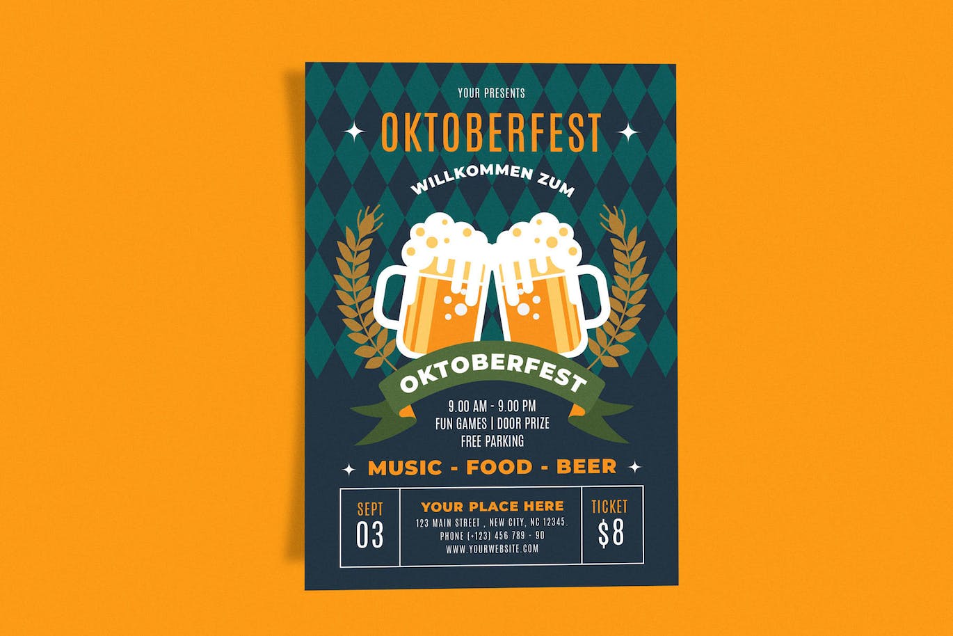 十月节黑啤酒活动传单模板 Octoberfest Beer Dark