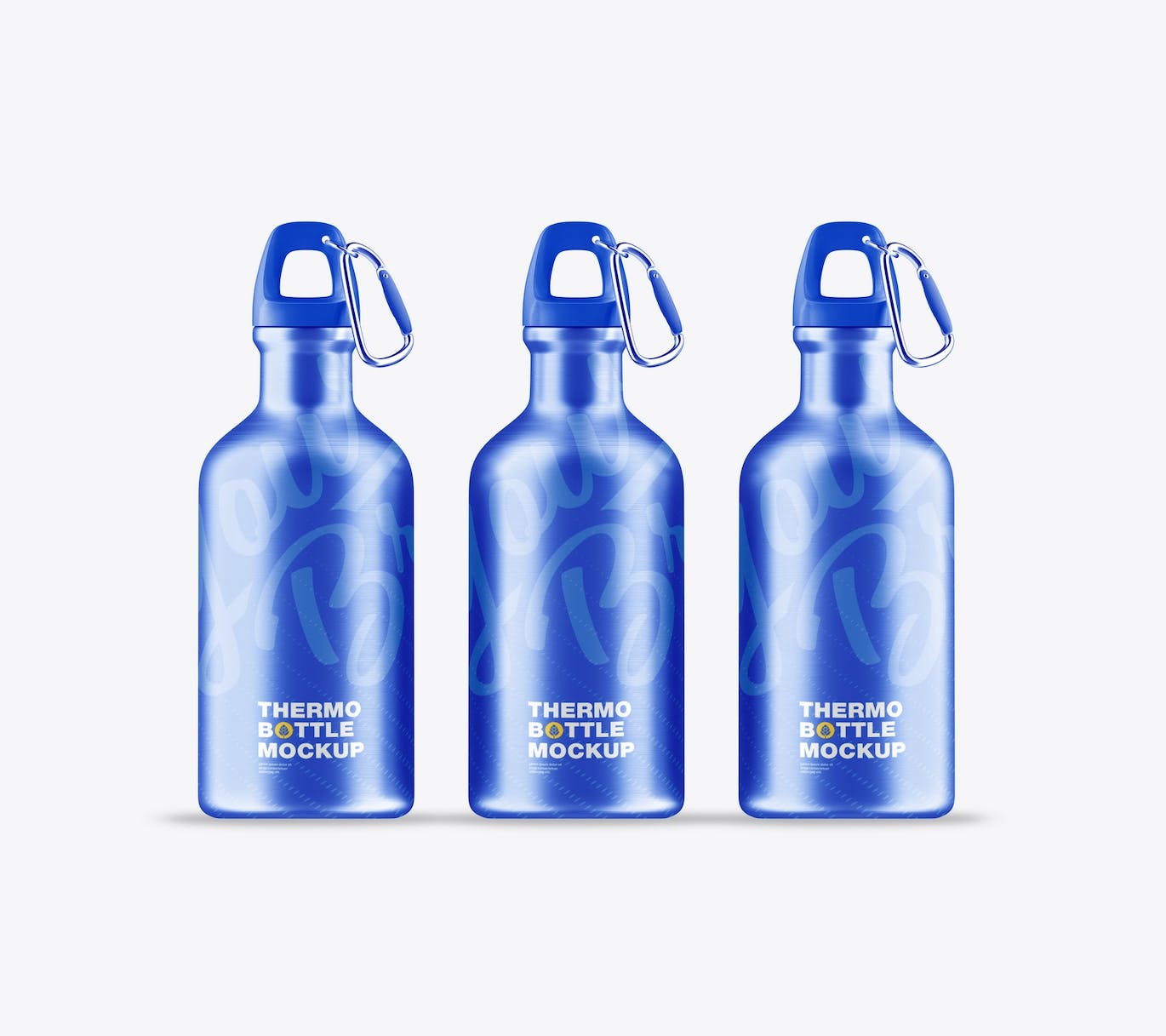 金属运动水杯样机 Set Metallic Thermo Bottles Mockup