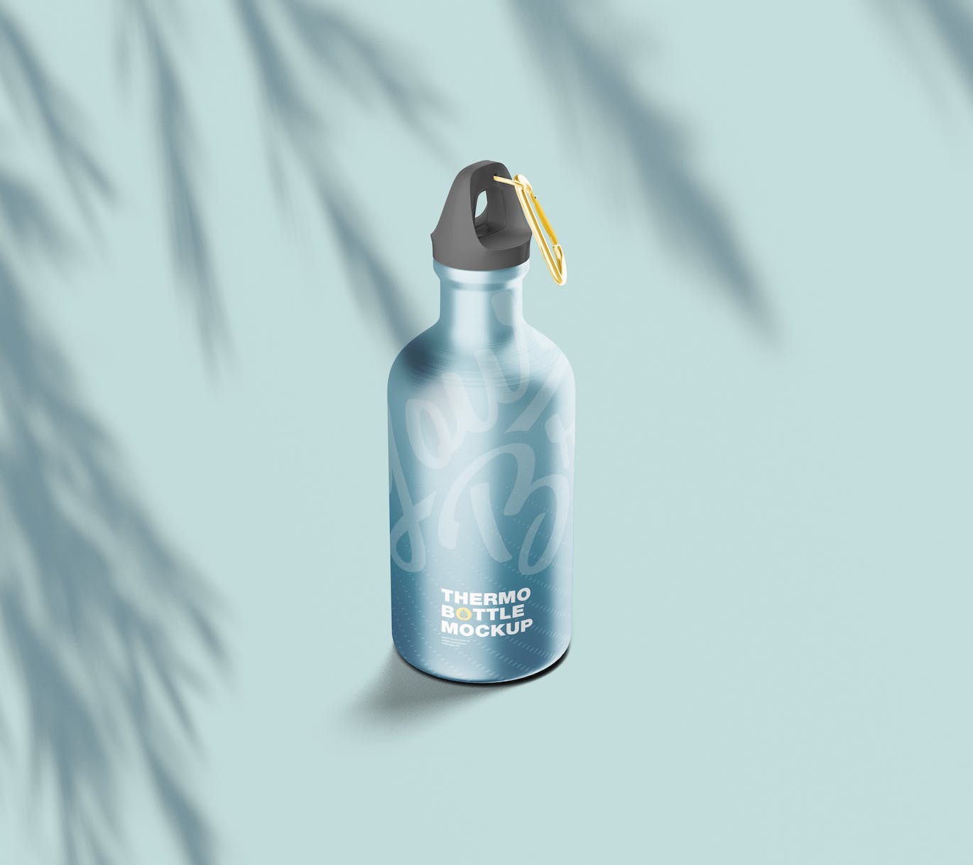 金属运动水杯样机 Set Metallic Thermo Bottles Mockup