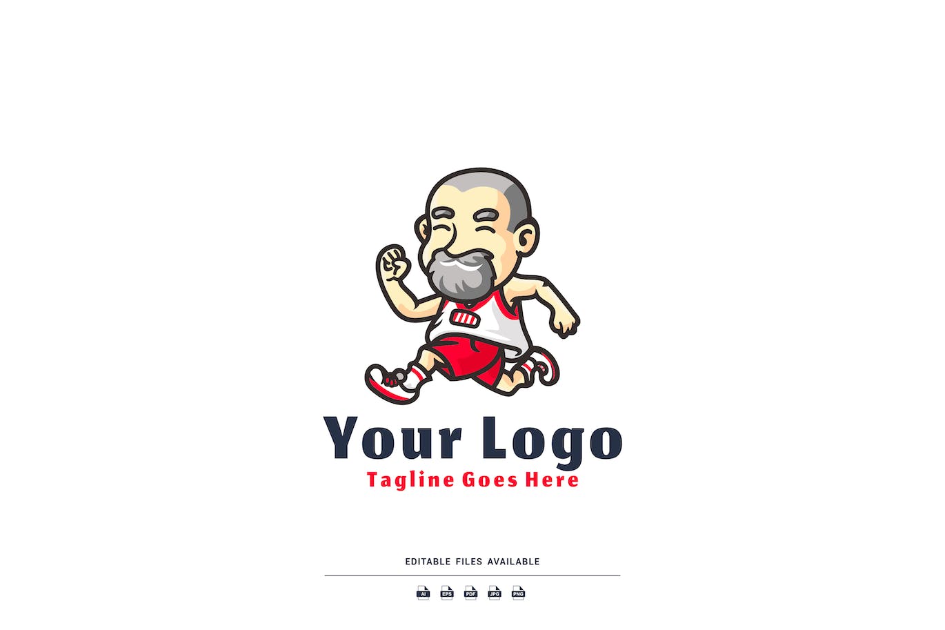 老人吉祥物Logo标志设计模板 Old Man Mascot Logo