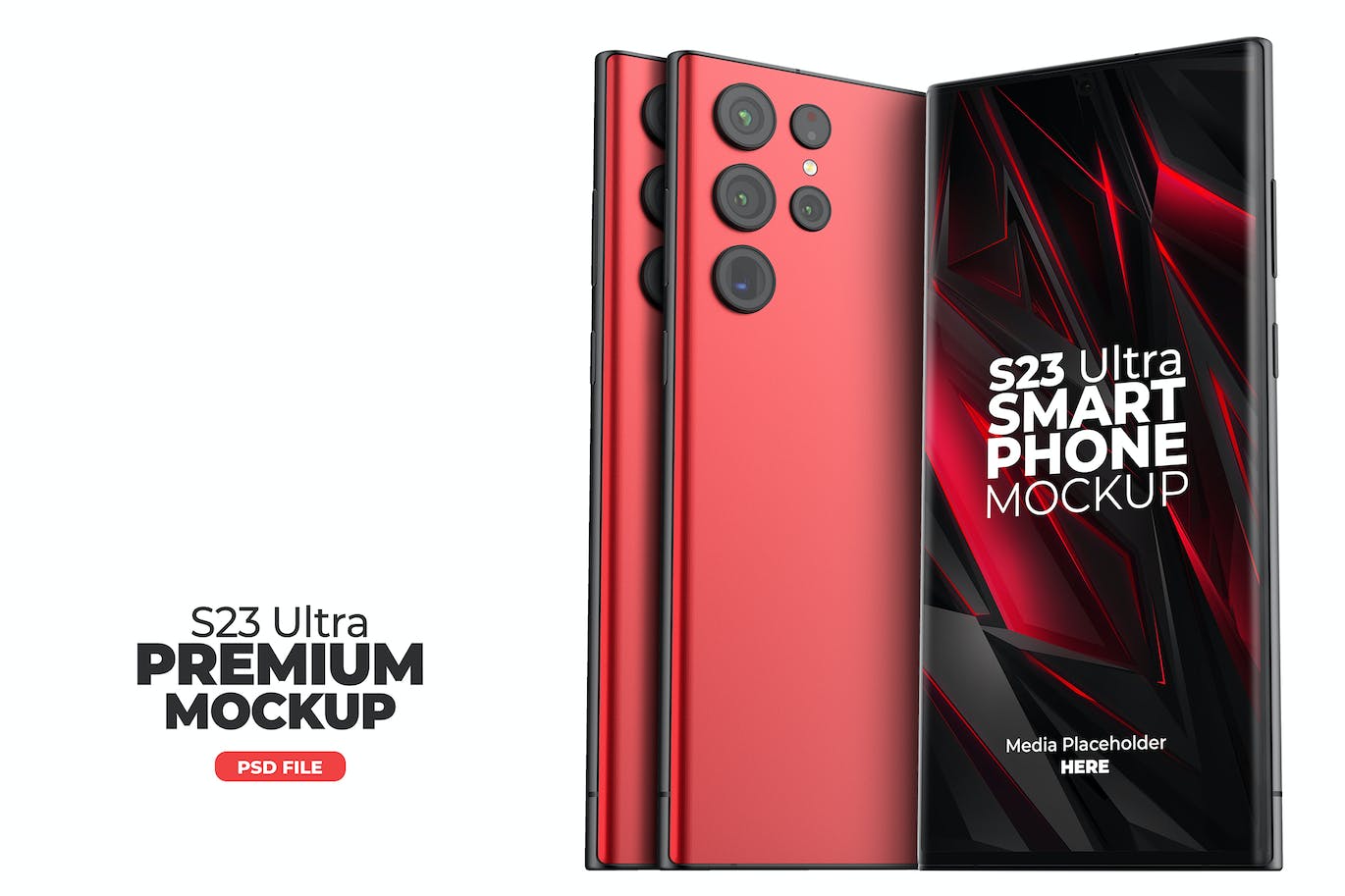 S23 Ultra 智能手机应用设计效果预览样机 S23 Ultra Smartphone App Promo Mock-up PSD v04