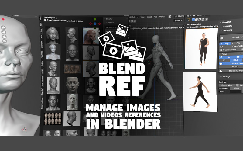 【Blender插件】Blendref V1.1 参考图和视频管理工具图片图像参照_