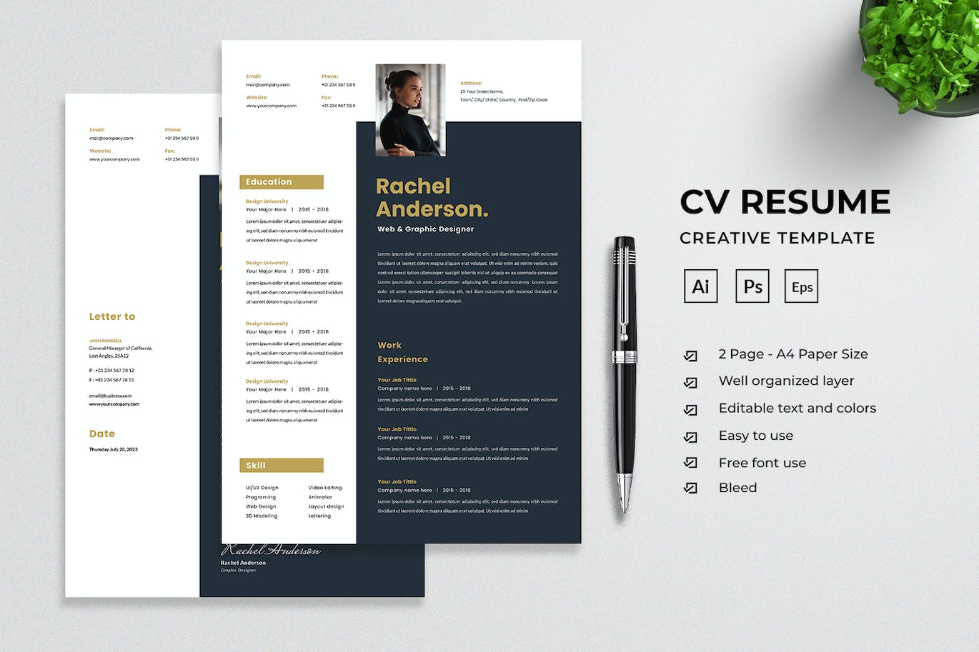 极简主义风简历设计模板 Minimalist CV Resume Template Vol. 59