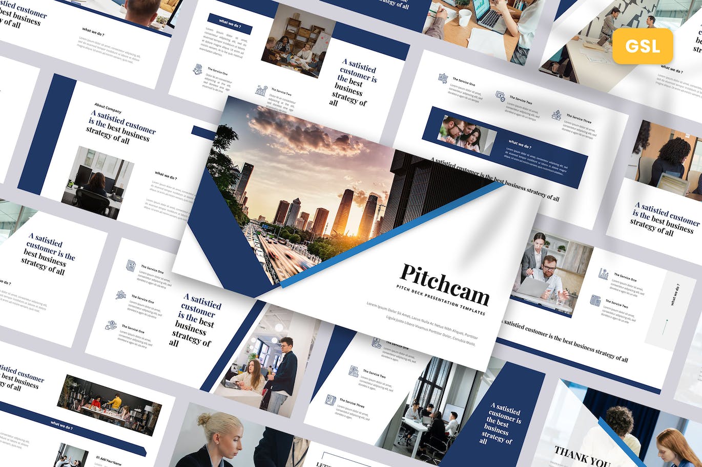 融资方案演示谷歌幻灯片模板 Pitchcam – Pitch Deck Google Slides Template