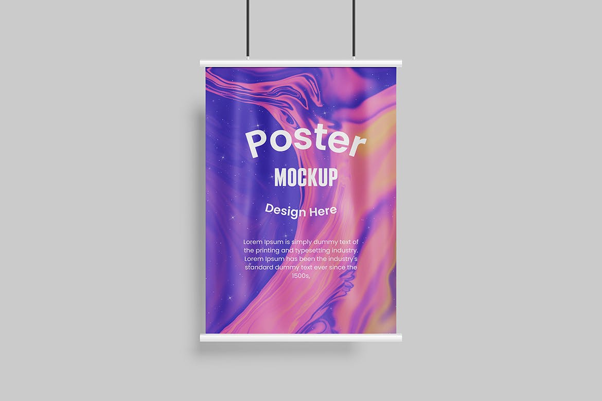 悬挂式海报预览样机 Poster Mockup