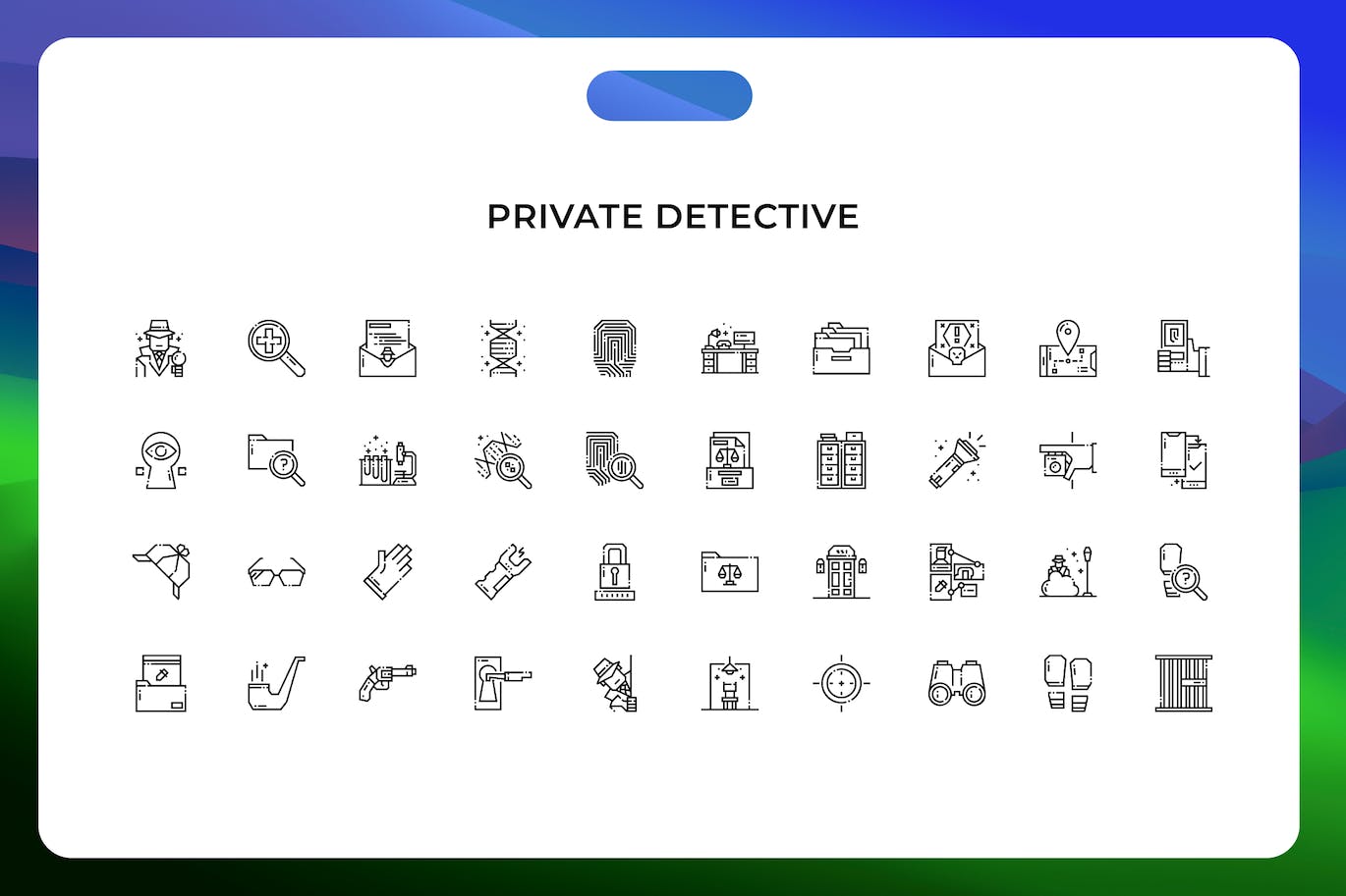 私人侦探线条矢量图标素材 Private detective icons