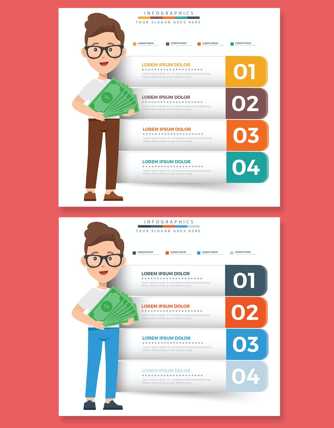 商人信息图表设计模板 Businessman Infographic Design