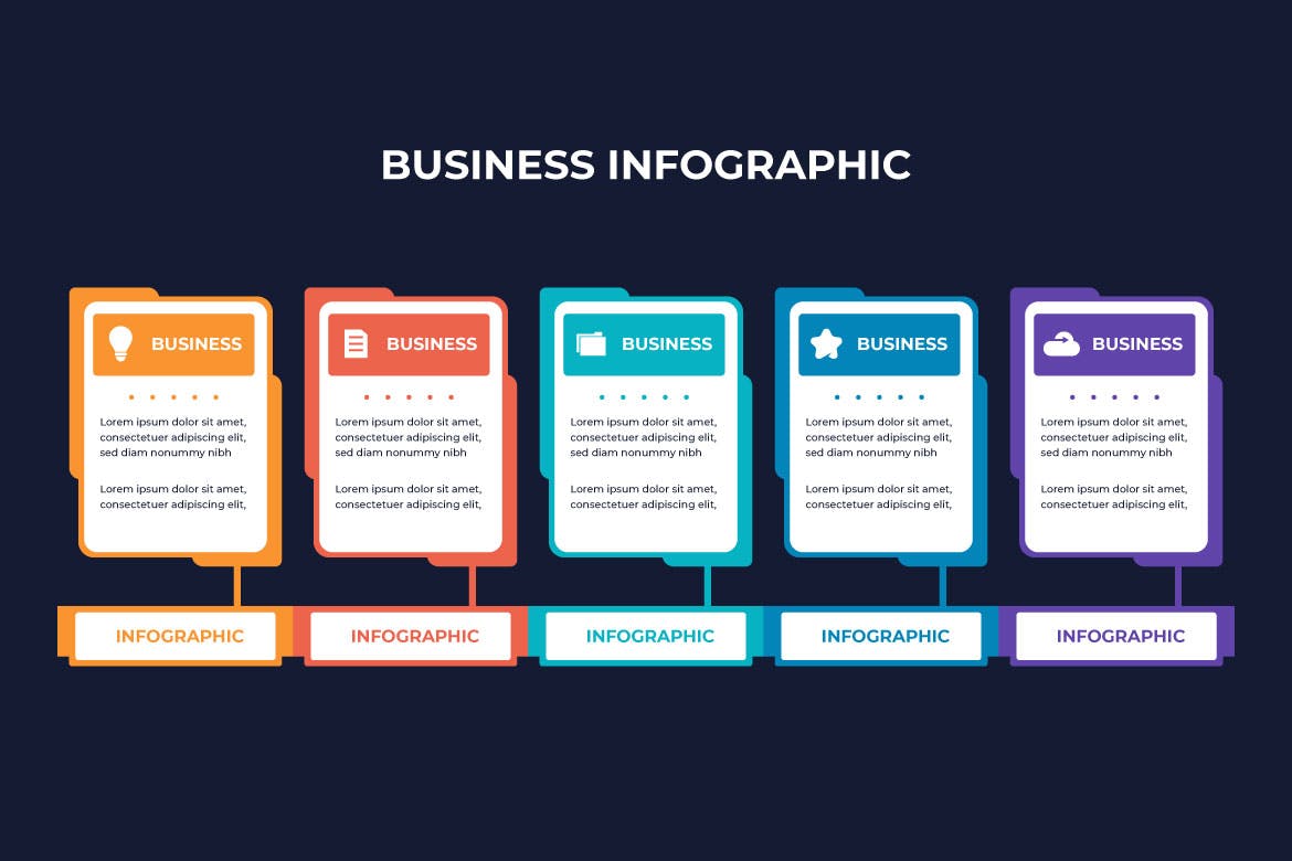 业务步骤信息图表设计模板 Business Steps Infographic Design Template