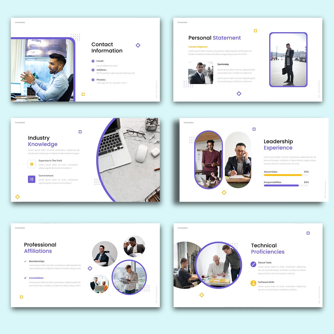 履历概要PowerPoint演示文稿模板 Personiora &#8211; Personal Resume PowerPoint Template