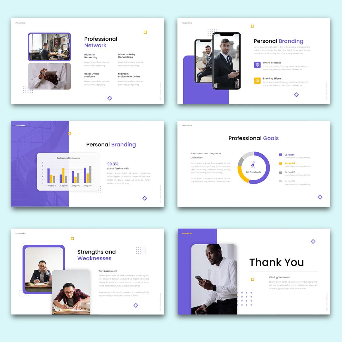 履历概要PowerPoint演示文稿模板 Personiora &#8211; Personal Resume PowerPoint Template