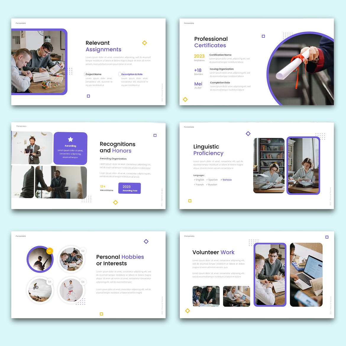 履历概要PowerPoint演示文稿模板 Personiora &#8211; Personal Resume PowerPoint Template