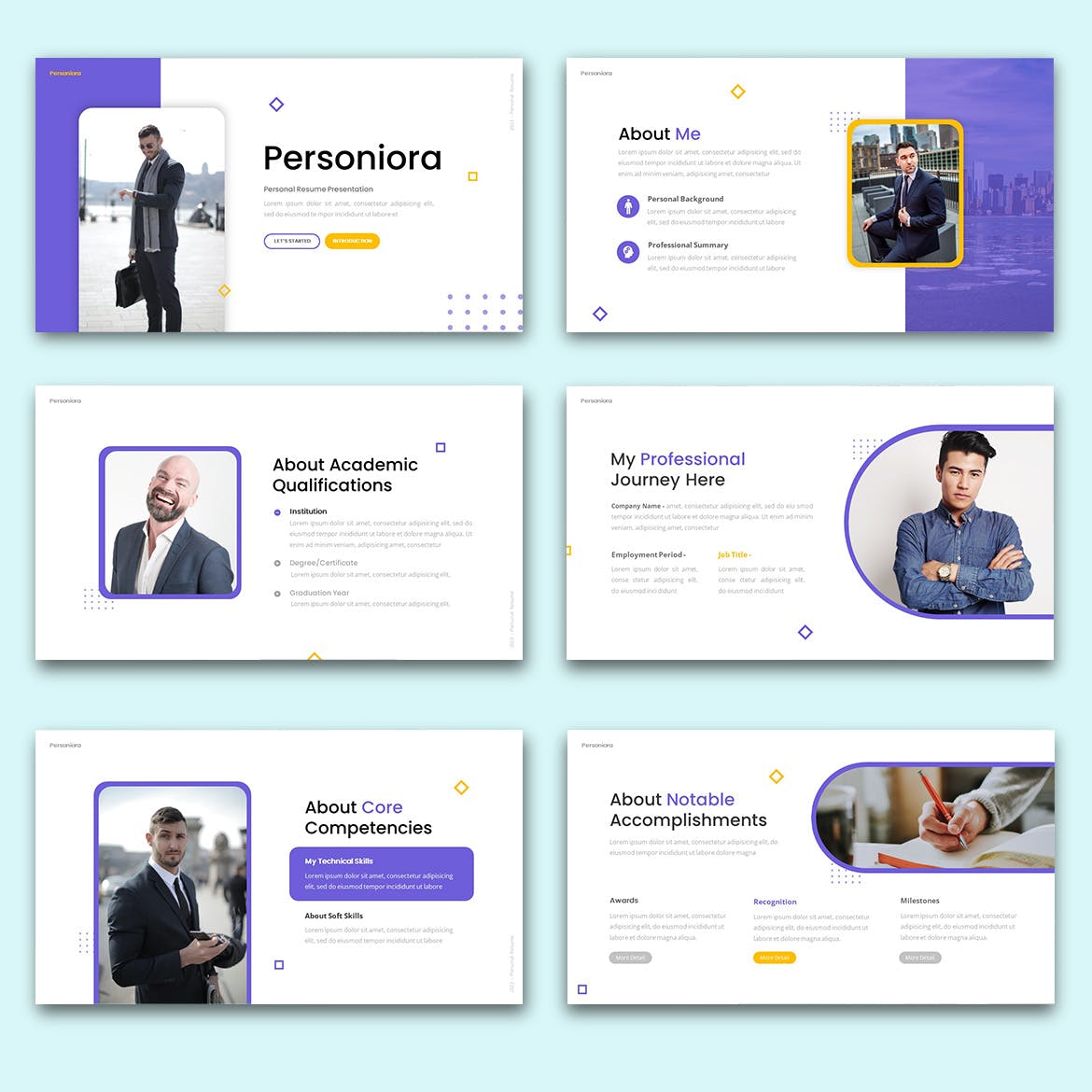 履历概要PowerPoint演示文稿模板 Personiora &#8211; Personal Resume PowerPoint Template