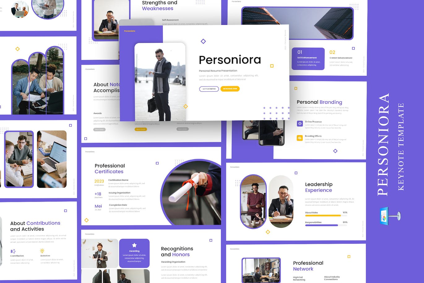 履历概要Keynote幻灯片模板素材 Personiora &#8211; Personal Resume Keynote Template