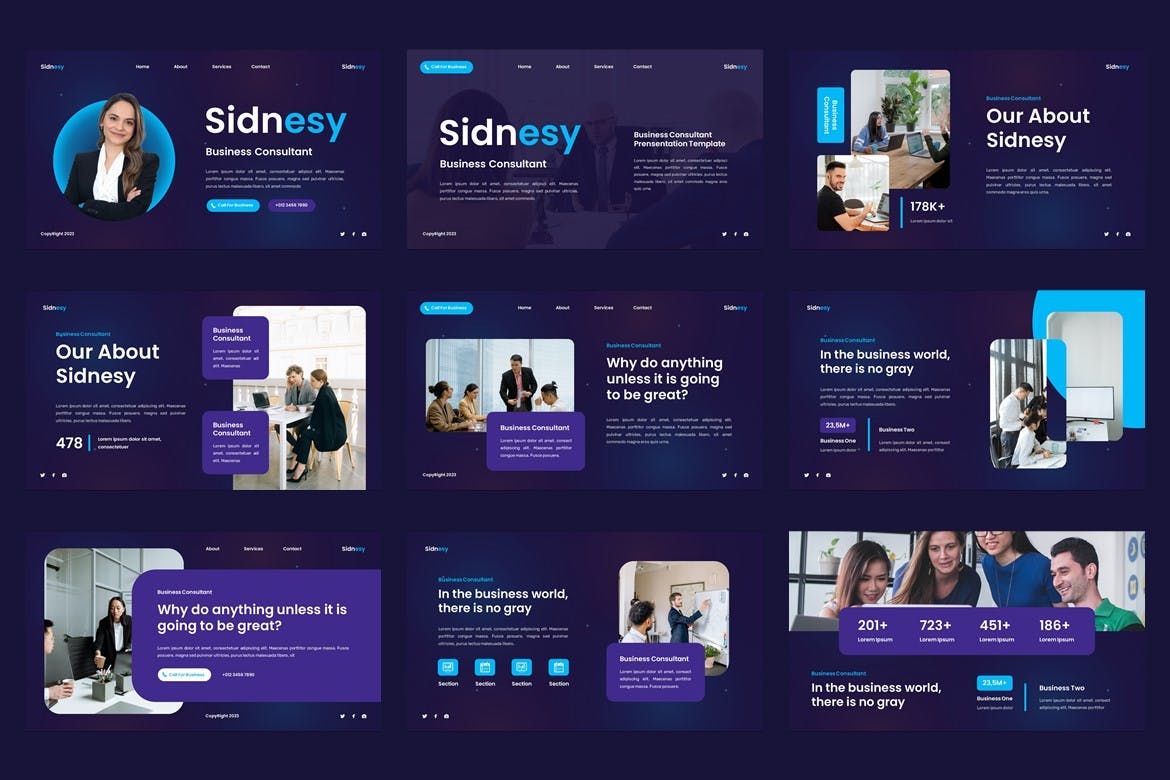 企业咨询PPT幻灯片模板 Sidnesy &#8211; Business Consultant Powerpoint Template