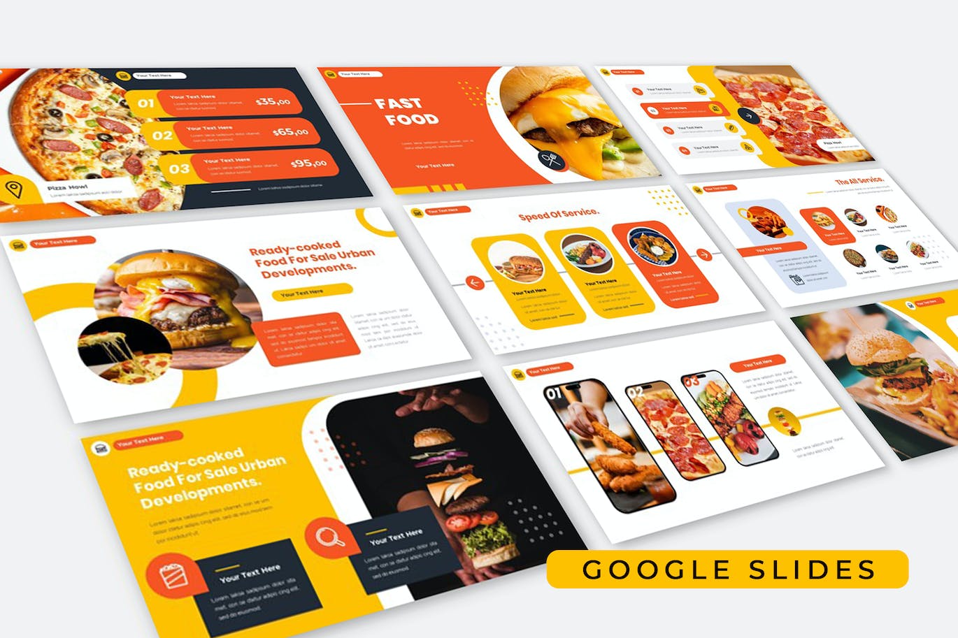 快餐烹饪业务谷歌幻灯片设计模板 Fast Food Service Culinary Business Google Slides