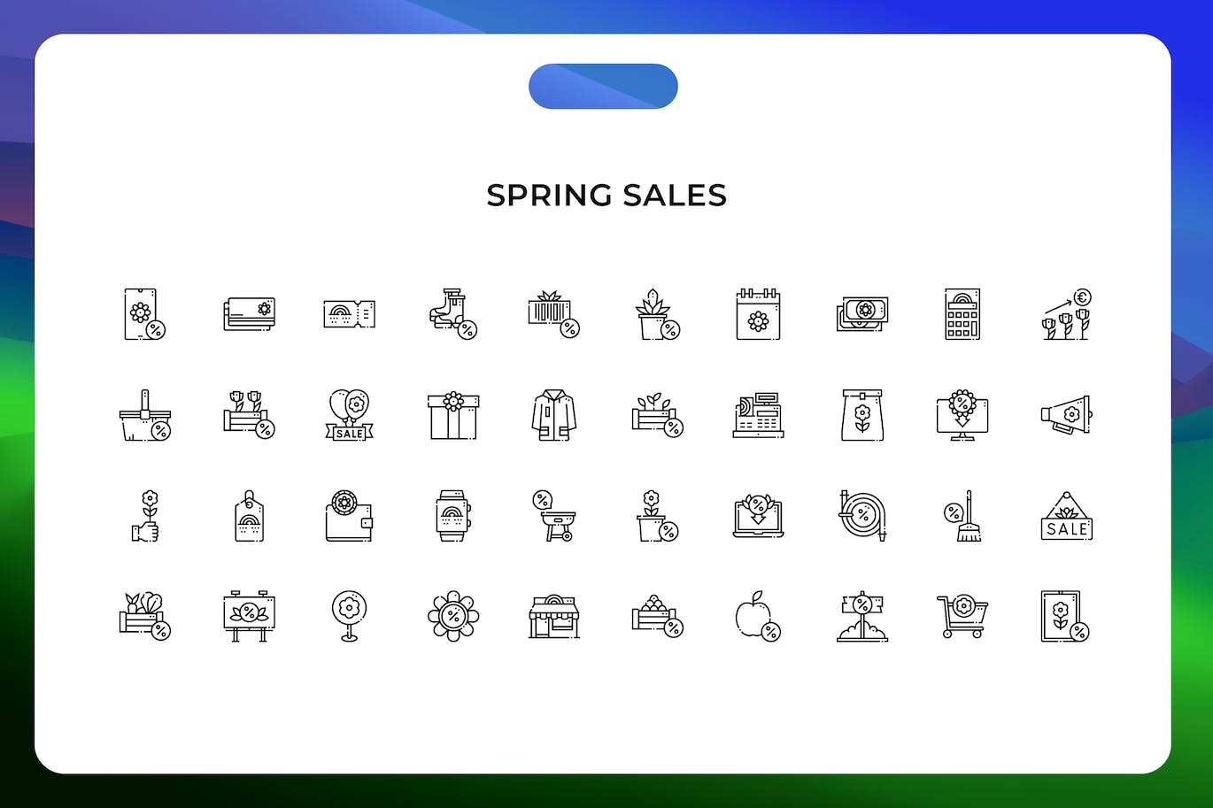 春季促销线条矢量图标素材 Spring sales icons