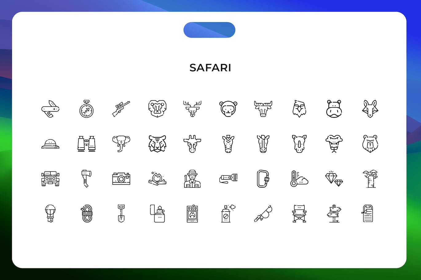 游猎线条矢量图标素材 Safari icons