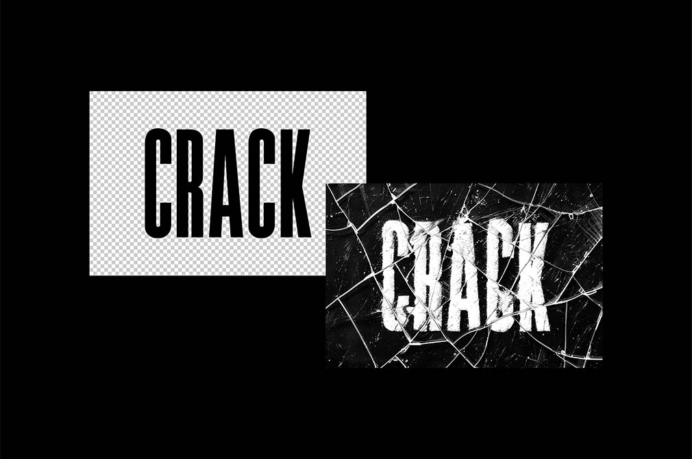 复古玻璃碎裂裂痕文本标题设计叠加特效PSD样机CRACKED GLASS TEXT EFFECT（9801） -