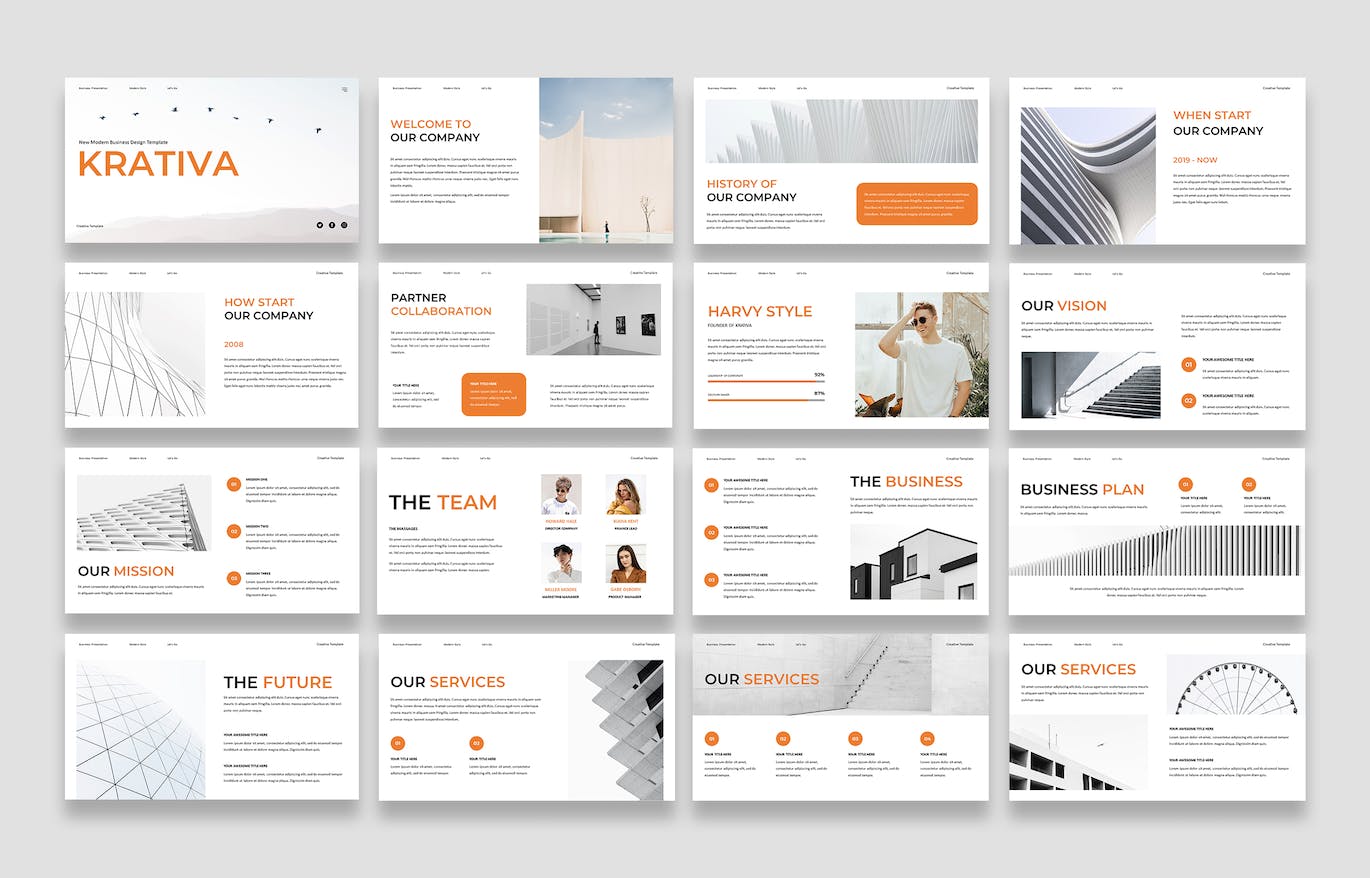 商业领导力培养PowerPoint演示模板 KRATIVA – Minimalist Business Powerpoint Template