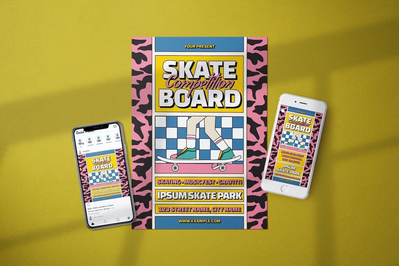 滑板比赛社交海报套件 Skateboard Competition &#8211; Flyer Media Kit