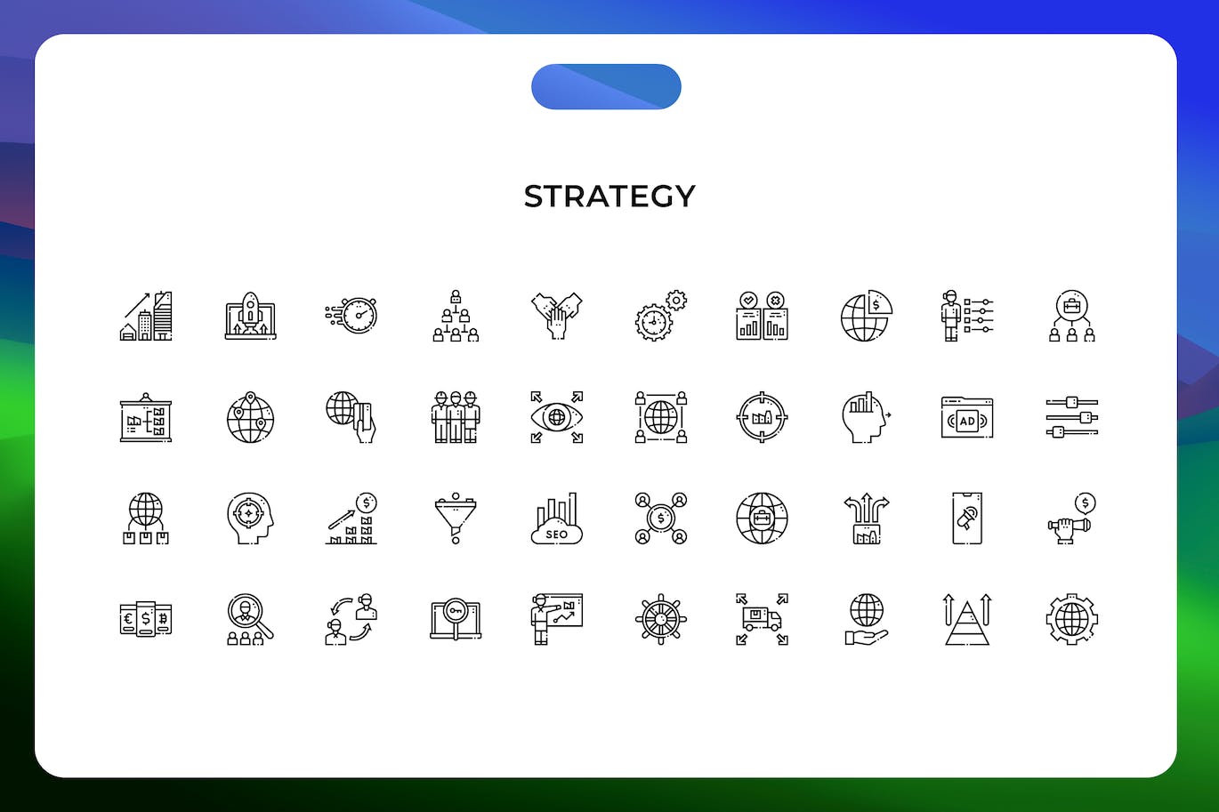 策略线条矢量图标素材 Strategy icons