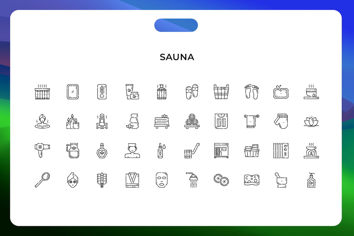 桑拿线条矢量图标素材 Sauna icons