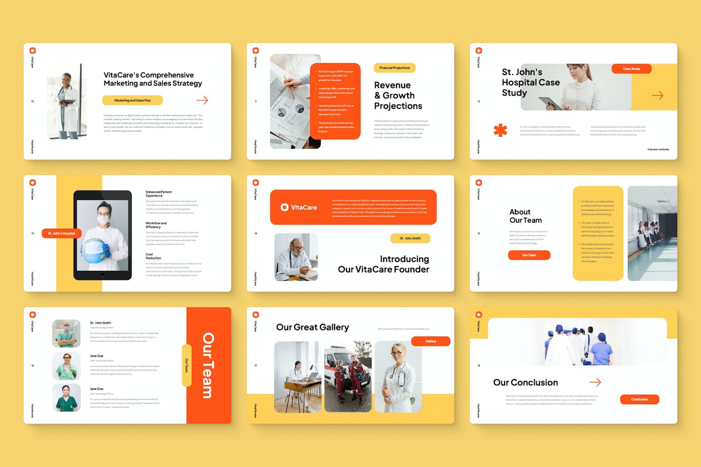 医疗宣传谷歌幻灯片模板 VitaCare &#8211; Medical Pitch Deck Google Slides