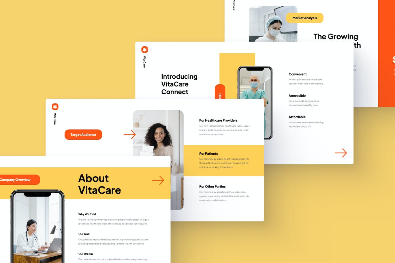 医疗宣传谷歌幻灯片模板 VitaCare &#8211; Medical Pitch Deck Google Slides