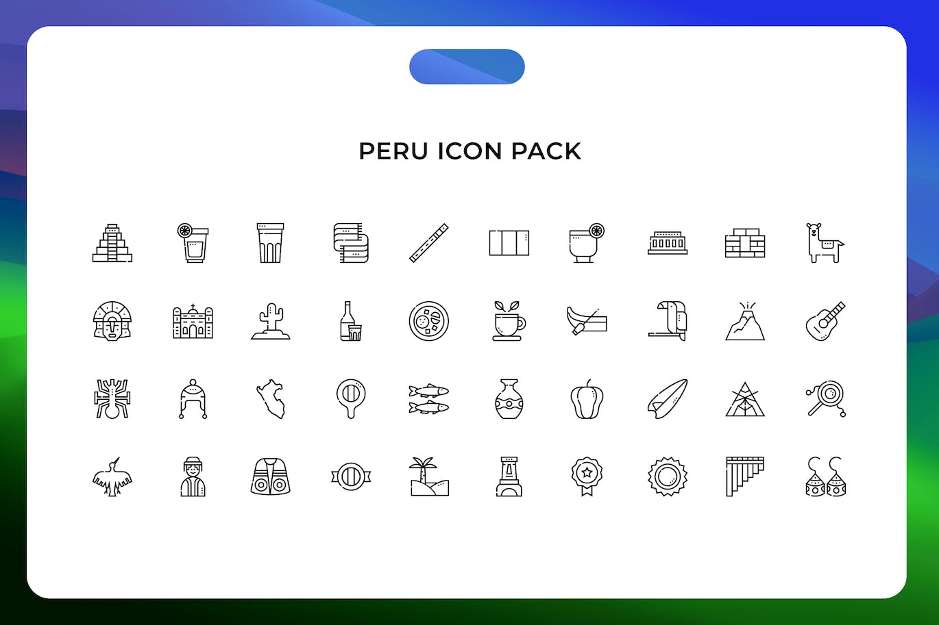 秘鲁文化线条矢量图标素材 Peru icon pack icons