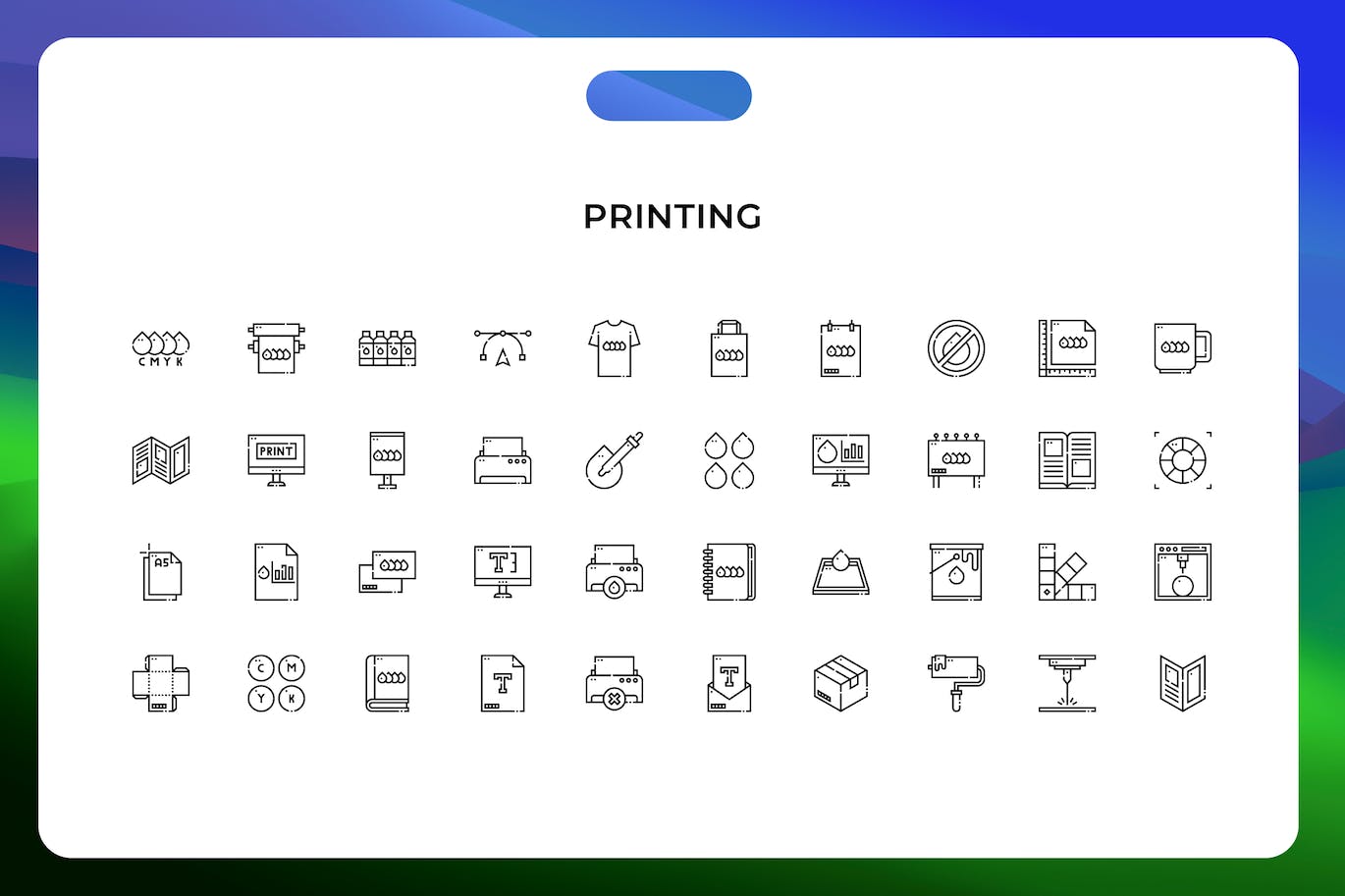 印刷线条矢量图标素材 Printing icons