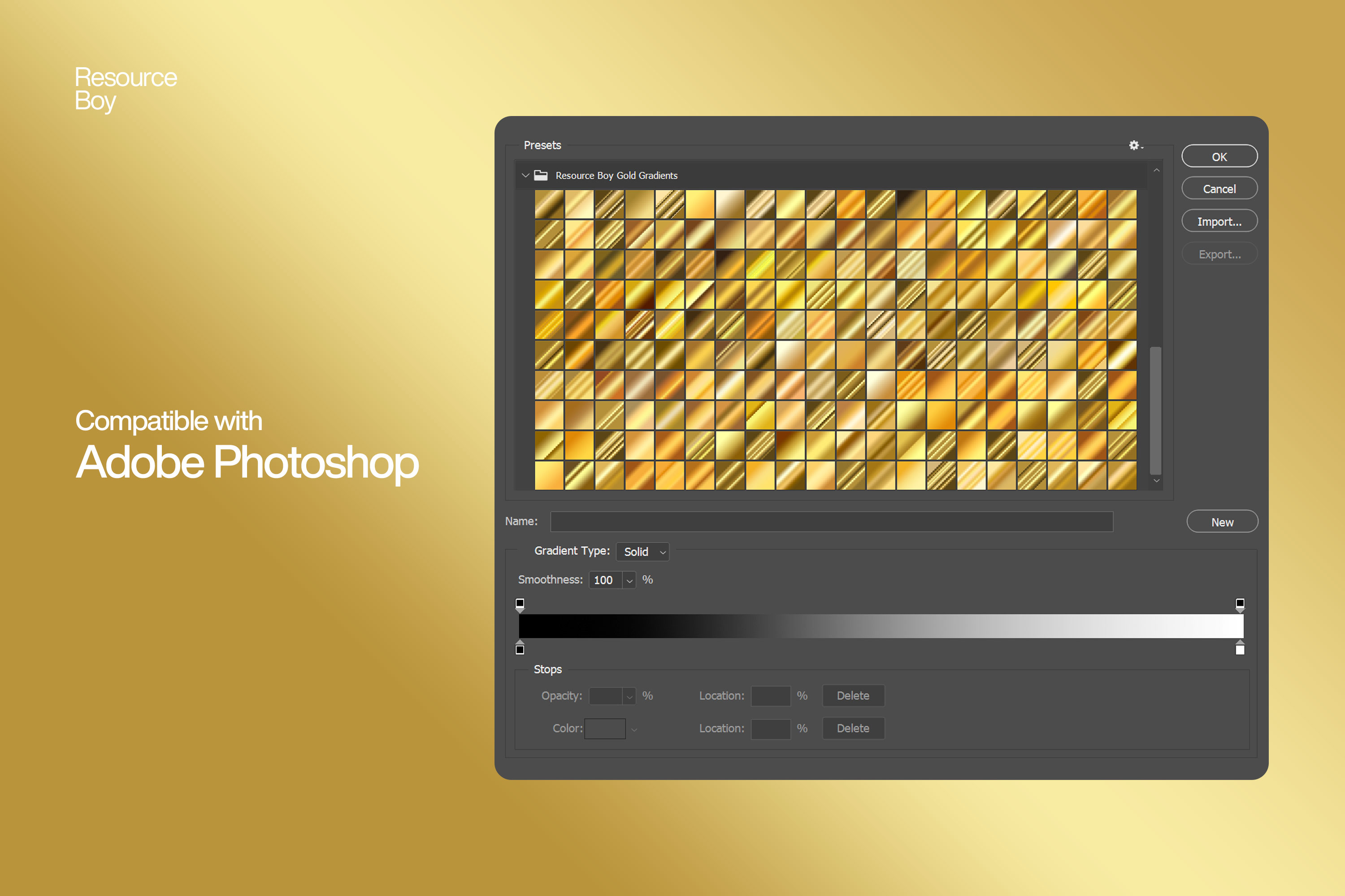 200 Gold Photoshop Gradients