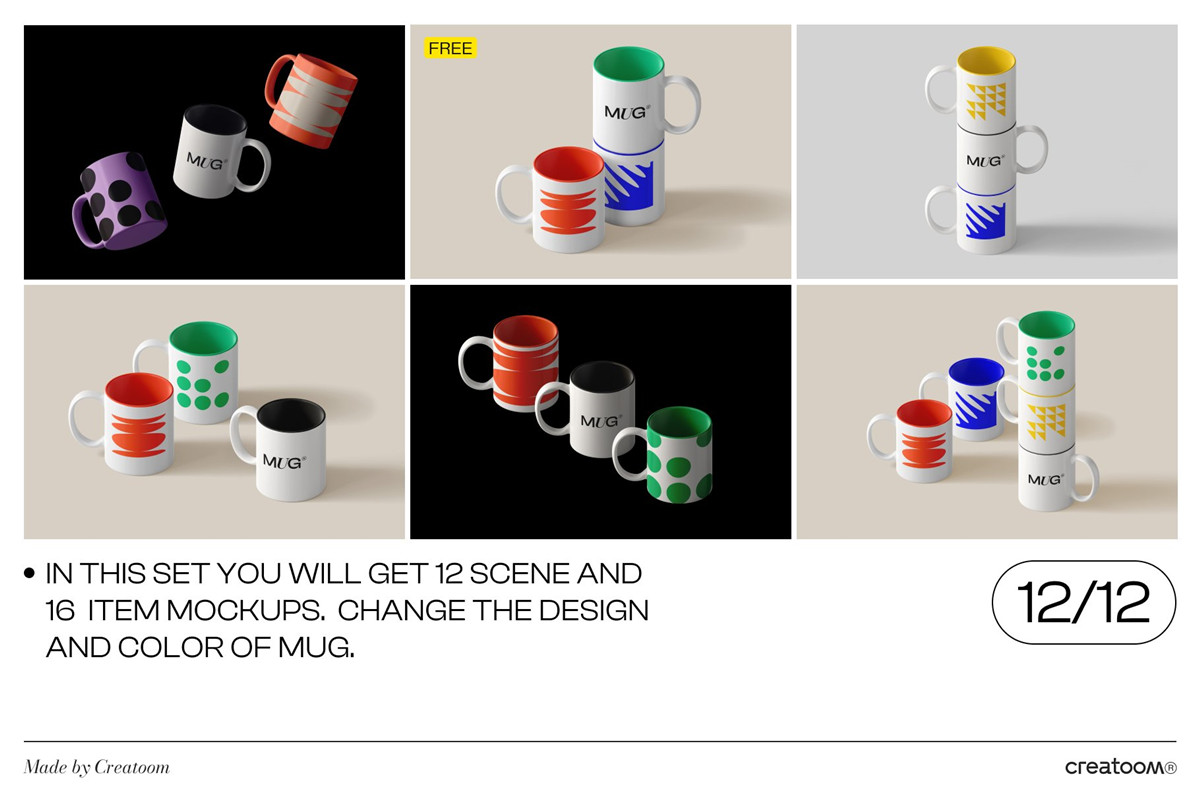 28款高级品牌vi设计文创马克杯礼品陶瓷杯子展示ps智能贴图样机模板素材 (28 PSD) Mug mockups creator（9824） -