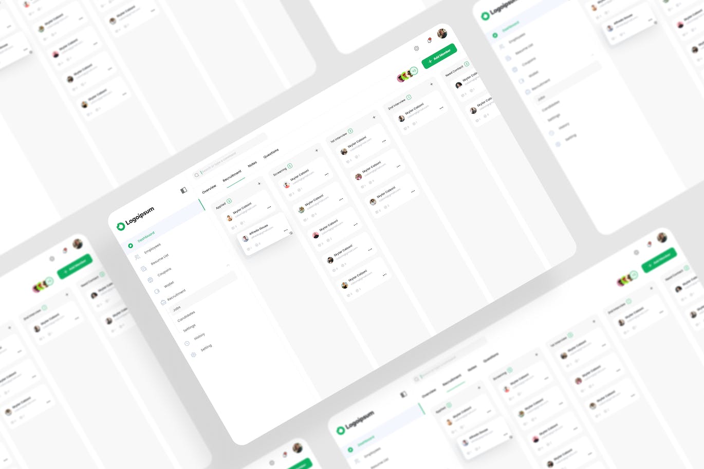 雇员员工管理仪表板UI设计模板 Employees Dashboard UI Kit