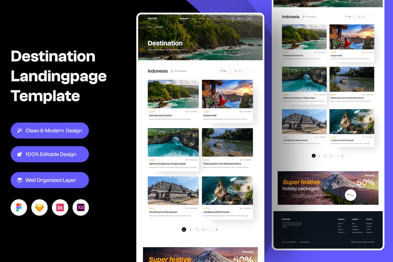 旅游网站着陆页UI模板 Destination Landing Page Template