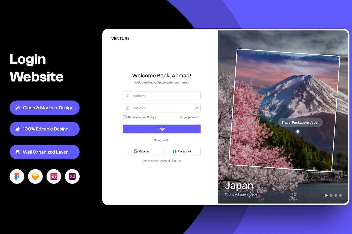 网站登录着陆页UI模板 Login Landing Page Template