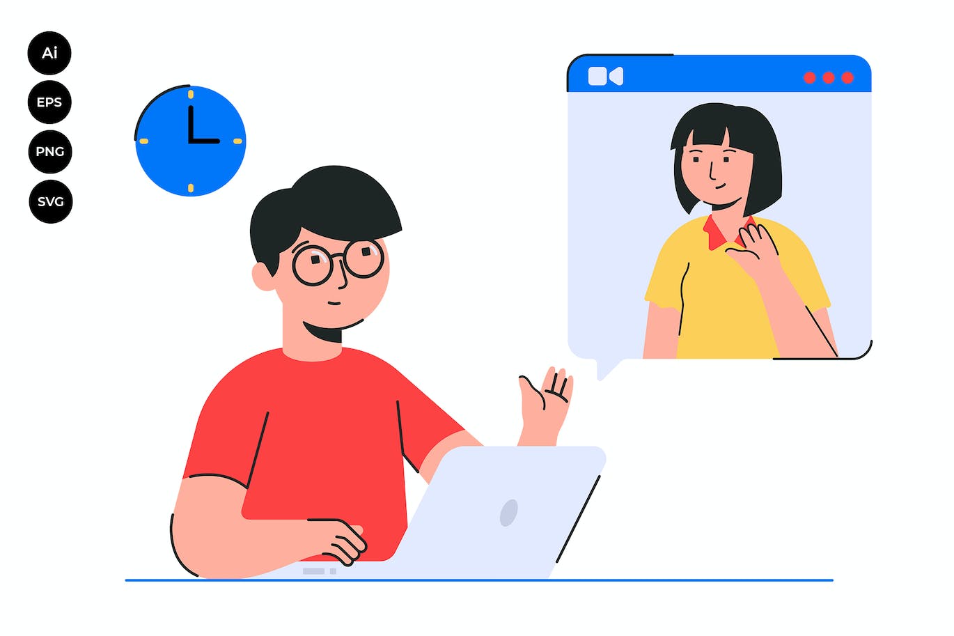 在线会议插画 Online Meeting Illustration