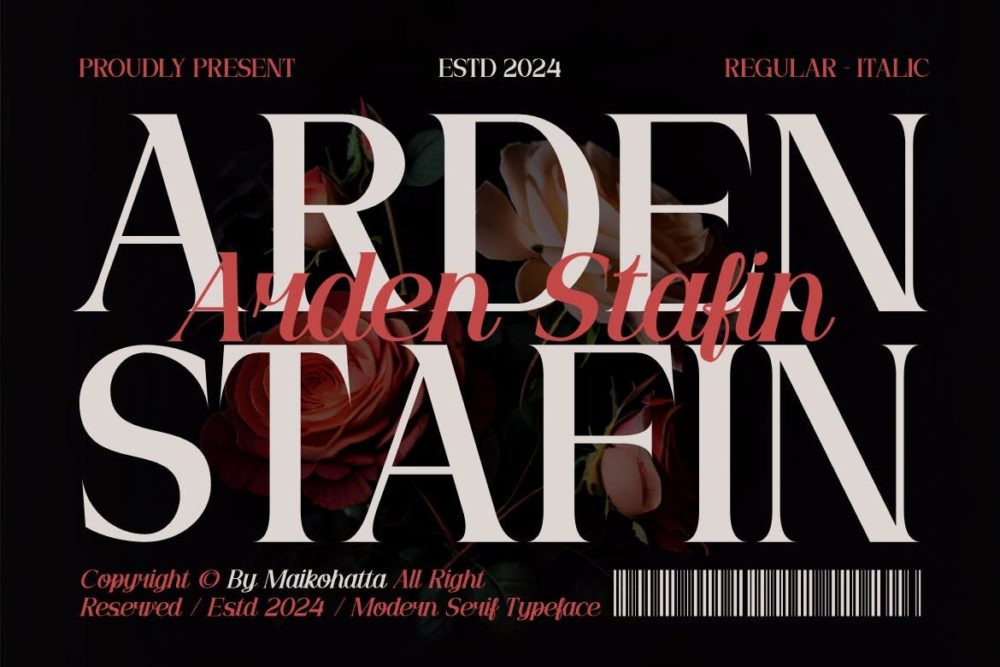 现代品牌杂志徽标海报设计衬线英文字体安装包 Arden Stafin Modern Serif Typeface - —