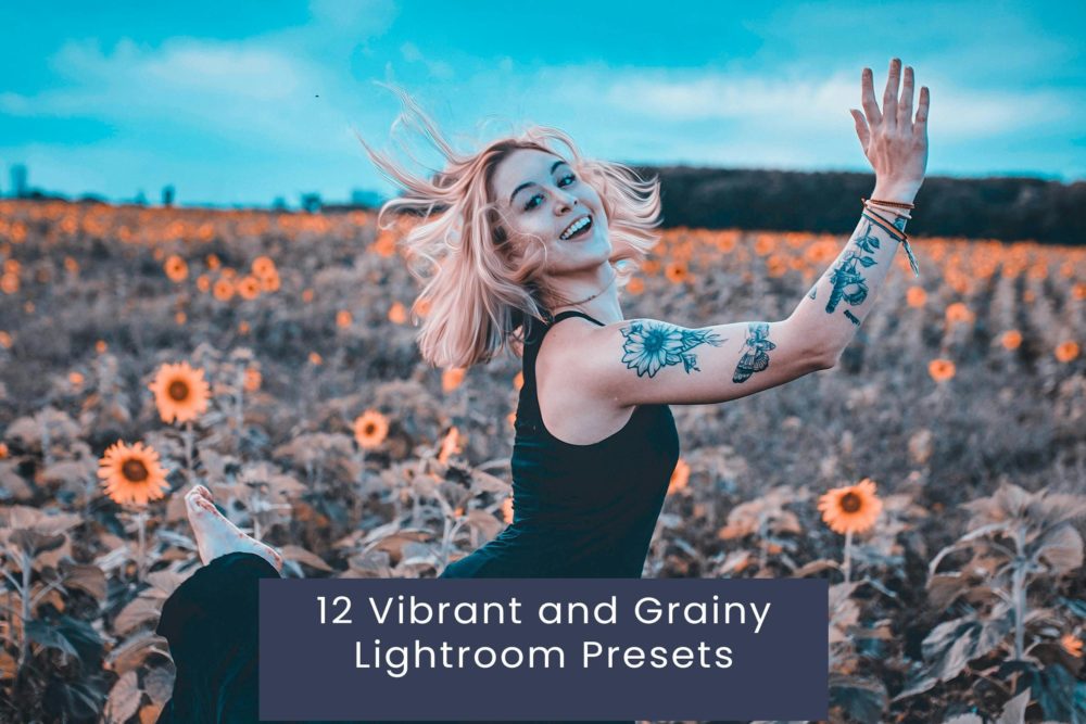 12组时尚复古颗粒感电影婚礼博主摄影照片调色Lightroom预设 12 Vibrant and Grainy Lightroom Presets - —