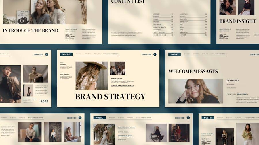 时尚简约品牌营销策划演示文稿设计Keynote+ppt模版 Noetic - Brand Strategy Keynote+ppt Template - —