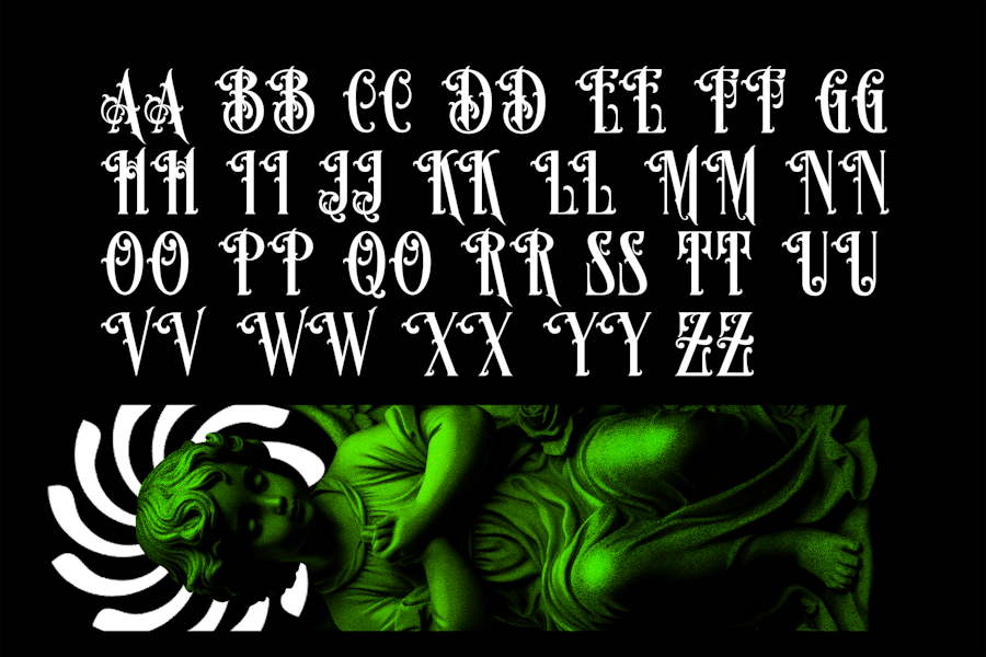 复古品牌海报徽标设计装饰英文字体安装包 Arouns Blackletter Horror Duo Font - —