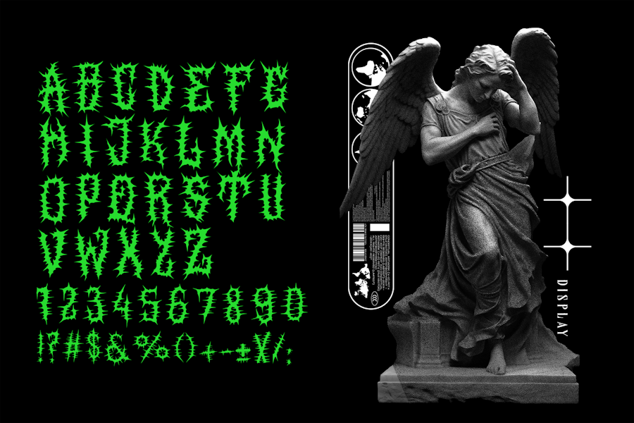 复古品牌海报徽标设计装饰英文字体安装包 Arouns Blackletter Horror Duo Font - —