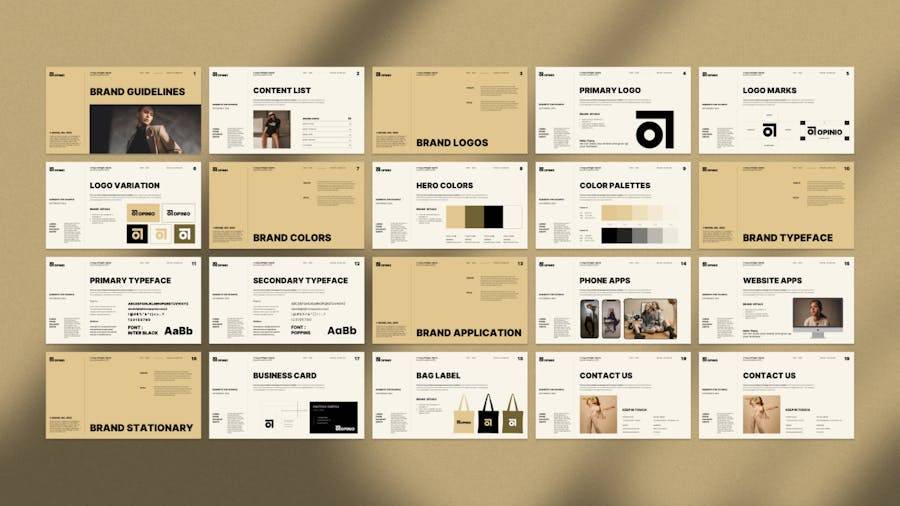 时尚极简风企业营销策划演示文稿设计ppt模板 Opinio Brand Guideline Powerpoint Template - —