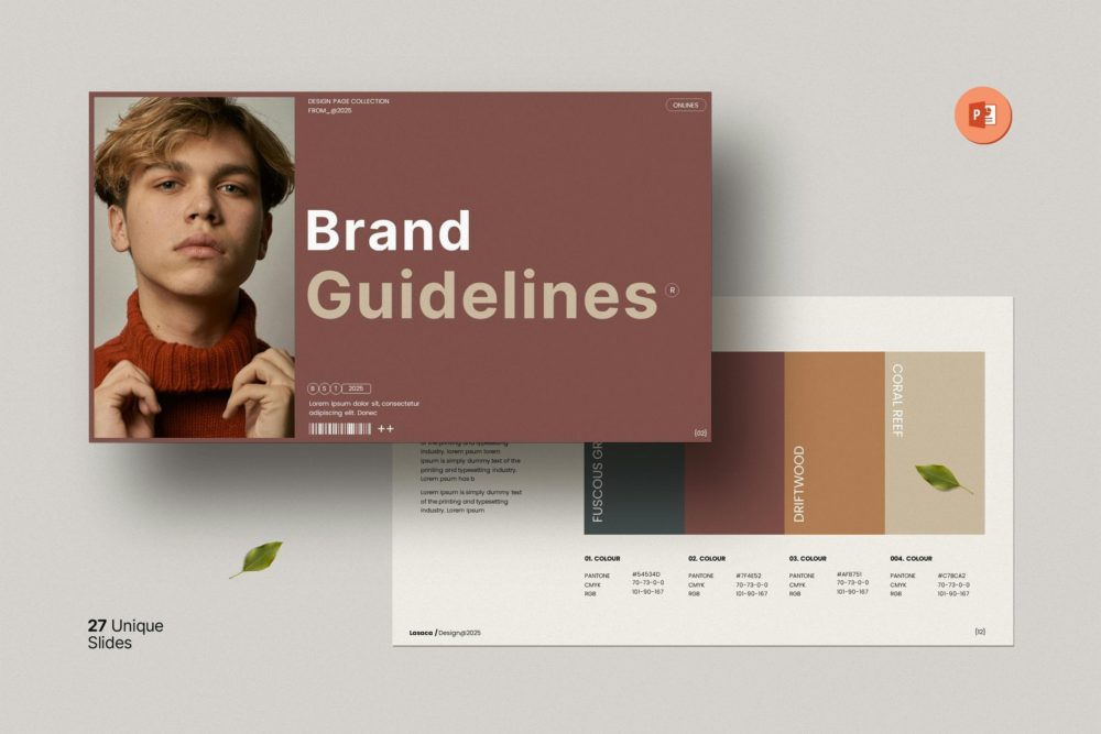 创意简约品牌营销策划提案简报设计ppt模板 Brand Guidelines Powerpoint Template - —