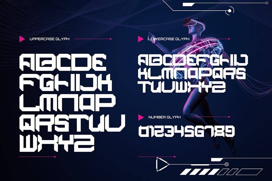 未来科幻电影海报徽标设计无衬线英文字体安装包 Vandroit Techno Display Font - —