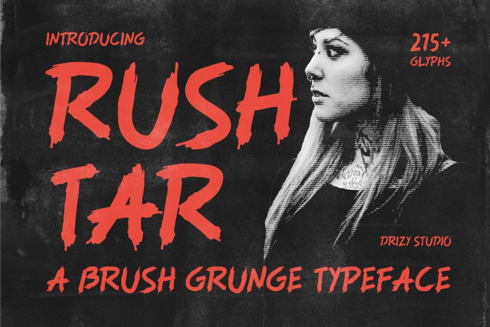 时尚杂志海报徽标设计手写英文字体安装包 Rushtar Brush Grunge Typeface - —