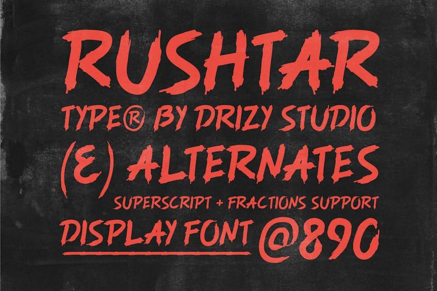 时尚杂志海报徽标设计手写英文字体安装包 Rushtar Brush Grunge Typeface - —