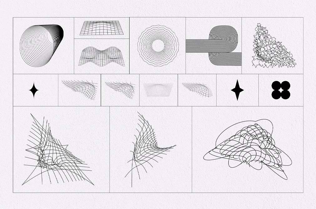 110款现代几何学抽象艺术网格箭头形状图形AI矢量设计素材 LOST IN TRANSLATION — GEOMETRY SET - —