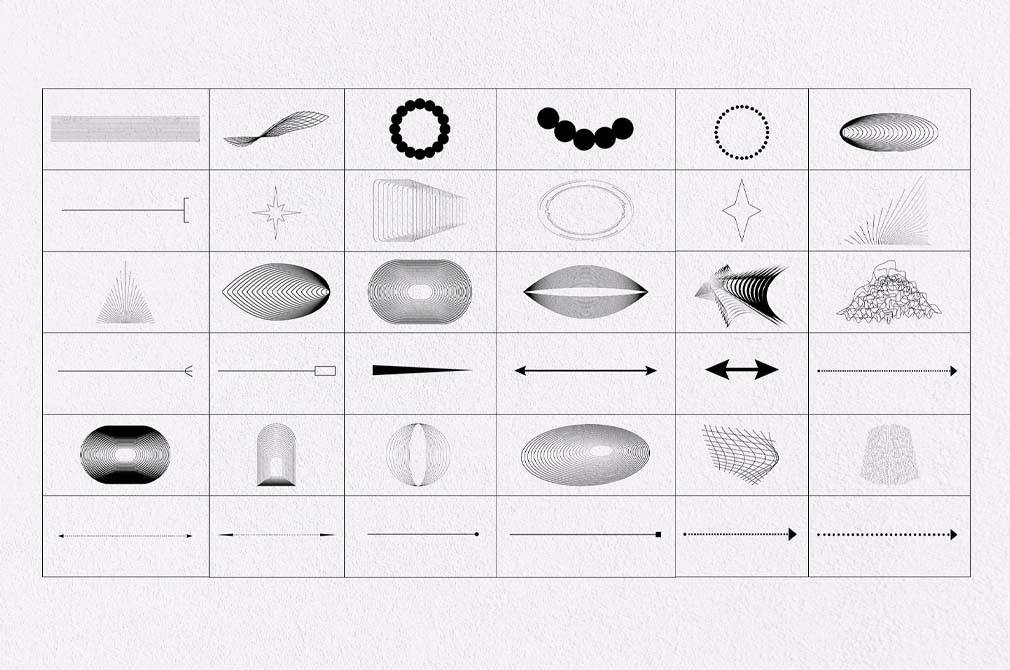 110款现代几何学抽象艺术网格箭头形状图形AI矢量设计素材 LOST IN TRANSLATION — GEOMETRY SET - —